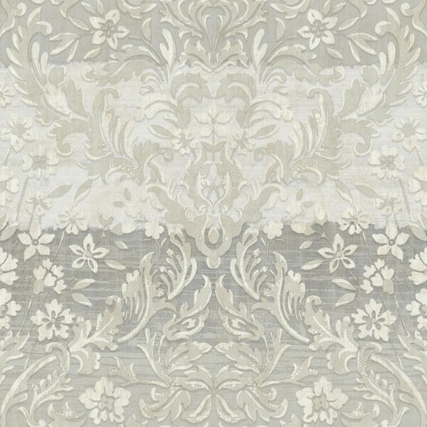 Patina Vie Beige and Gray Damask Wallpaper - SAMPLE SWATCH ONLY, image 1