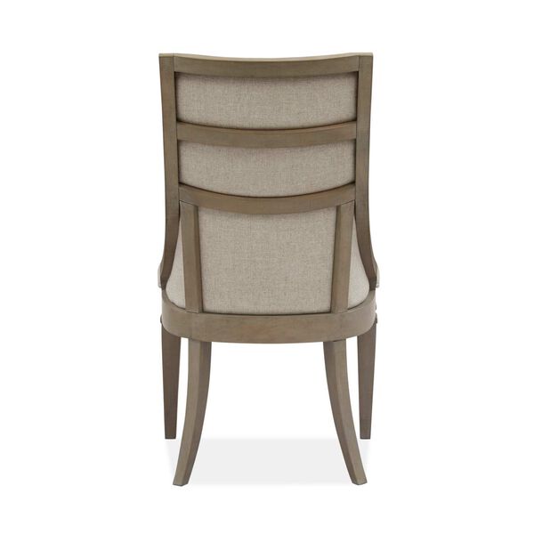 Lancaster Weathered Bronze Wood Dining Arm Chair with Upholstered Seat and Back, image 3