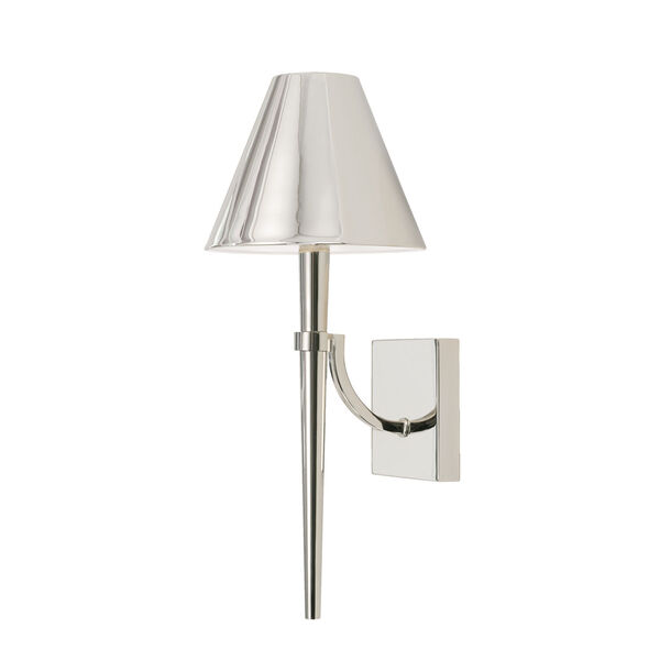 Holden Polished Nickel One-Light Sconce with Metal Shade with White Interior, image 1