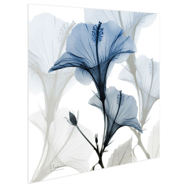 Blue X-ray Floral Frameless Free Floating Tempered Glass Graphic Wall Art, image 3