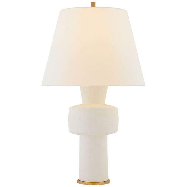 Eerdmans Medium Table Lamp in Sandy White with Linen Shade by Christopher Spitzmiller, image 1