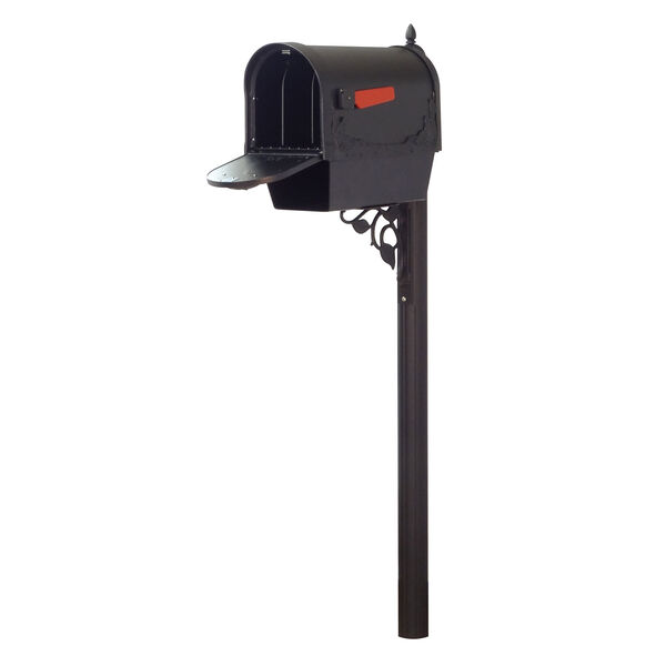 Floral Curbside Mailbox with Newspaper Tube and Albion Mailbox Post in Black, image 2