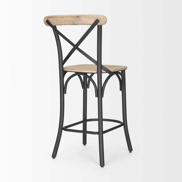 Etienne Light Brown Wood With Iron Metal Counter Stool, image 5