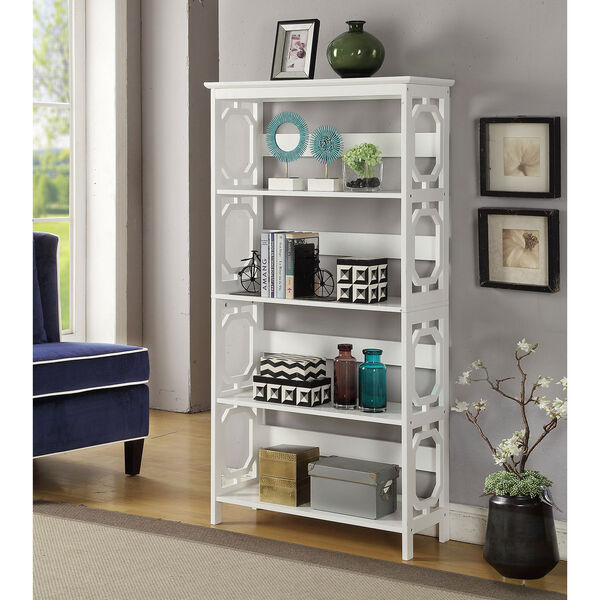 Selby White Five Tier Bookcase, image 3