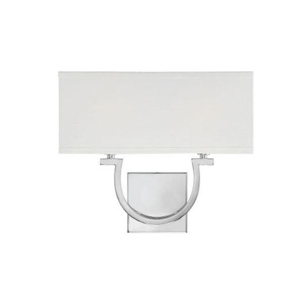 Kenwood Polished Nickel and White Two-Light Wall Sconce, image 1