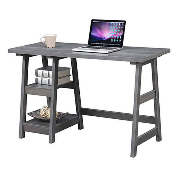 Designs2Go Charcoal Gray Trestle Desk, image 5