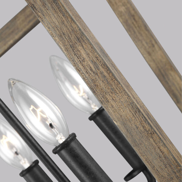 Barnfield Iron and Oak Wood 12-Inch Four-Light Lantern Pendant, image 7
