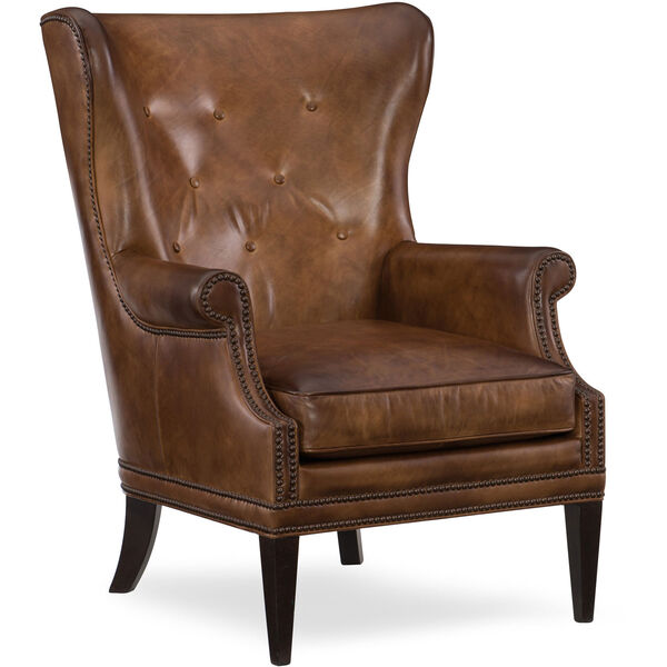 Maya Wing Brown Leather Club Chair, image 1