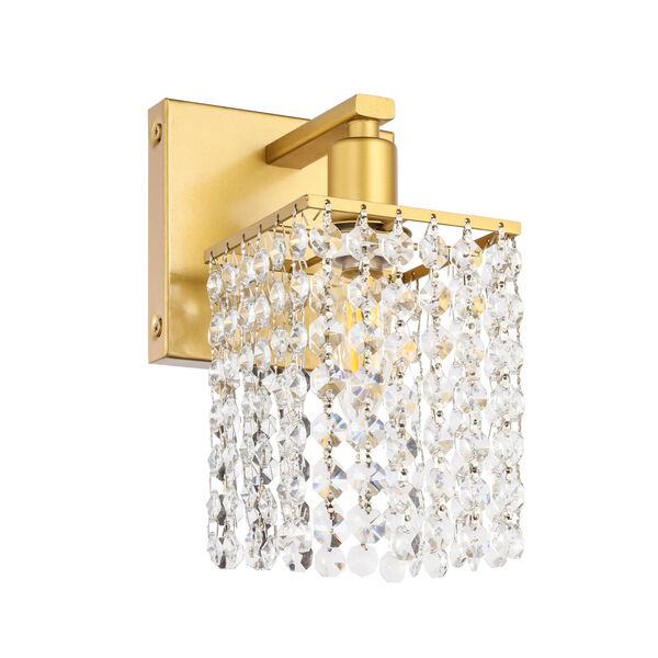 Phineas Brass Five-Inch One-Light Bath Vanity with Clear Crystals, image 5