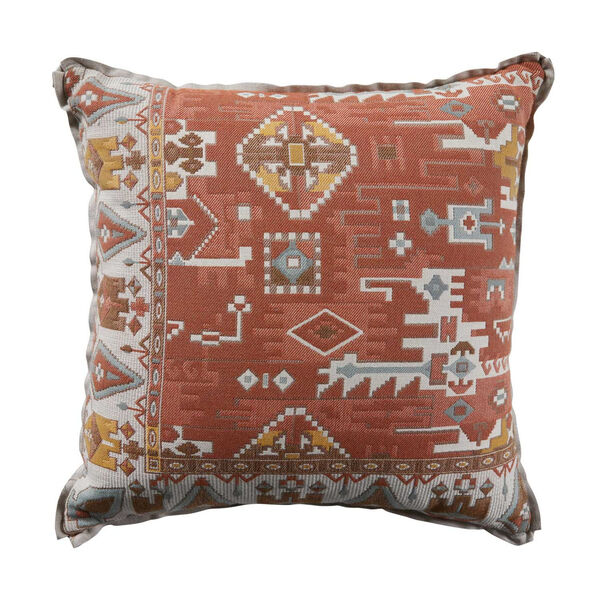 Oushak Terra Cotta and Dove 24 x 24 Inch Pillow with Linen Flat Welt, image 1