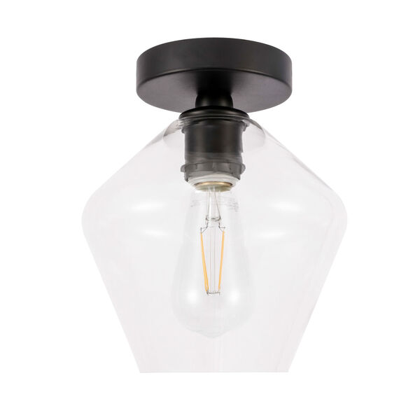 Gene Black Eight-Inch One-Light Flush Mount with Clear Glass, image 5