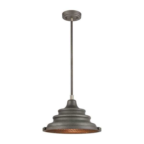 Carbondale Slate Mist and Satin Nickel 14-Inch One-Light Pendant, image 1