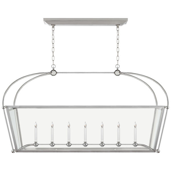 Riverside Large Linear Pendant in Polished Nickel with Clear Glass by Chapman and Myers, image 1