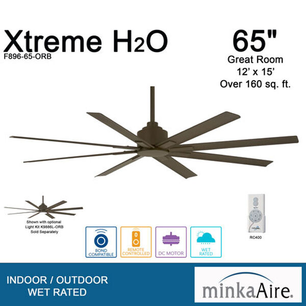 XTREME H2O Oil Rubbed Bronze 65-Inch Slipstream Wet Location Ceiling Fan, image 5