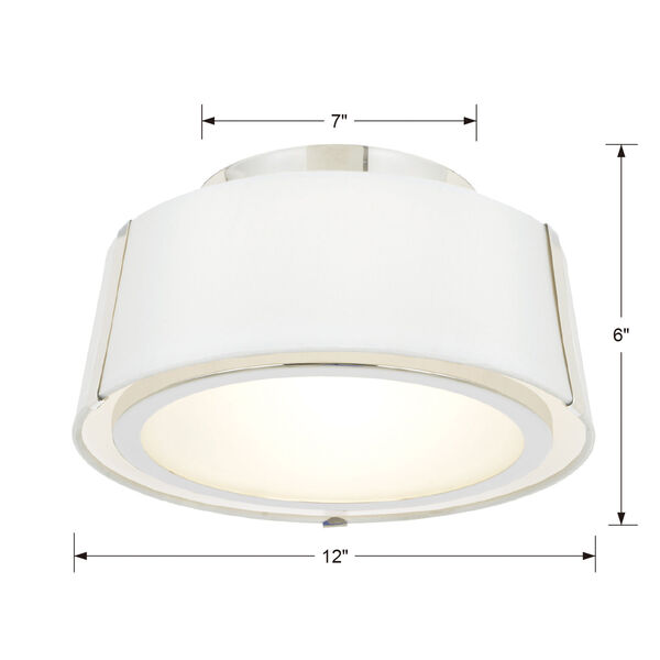 Fulton Polished Nickel Two-Light Flush Mount with Silk Shade, image 5