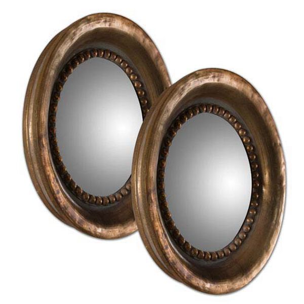 Tropea Copper Round Wood Mirror, Set of 2, image 2