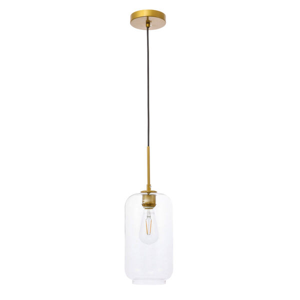 Collier Brass Six-Inch One-Light Mini Pendant with Clear Glass, image 3