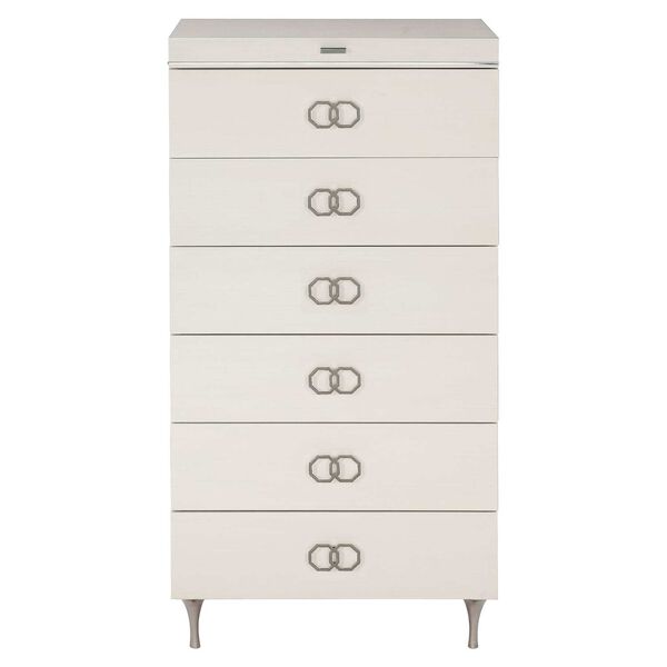 Silhouette Eggshell and Stainless Steel Tall Drawer Chest, image 1