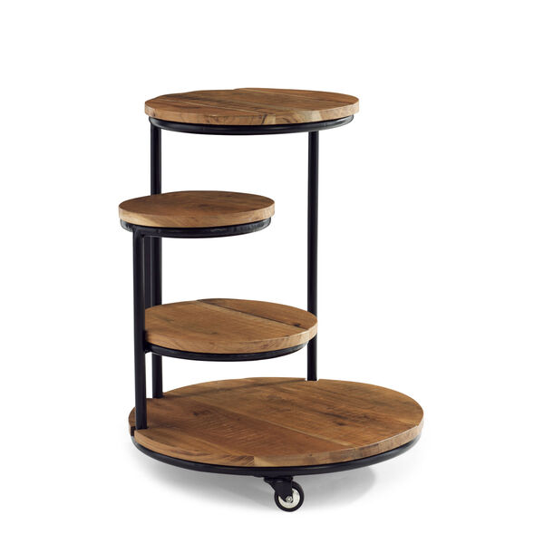 Collis Natural and Black Four Tiered Plant Stand Wheels Table, image 2
