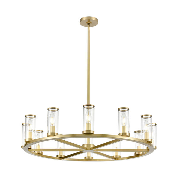 Revolve Natural Brass 33-Inch 12-Light Chandelier with Clear Glass, image 1