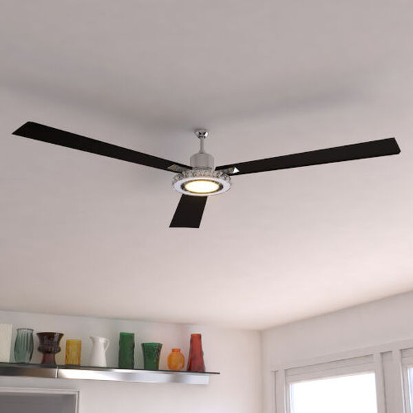 Clara Brushed Nickel 52-Inch Ceiling Fan With Crystals and LED Light Kit, image 4