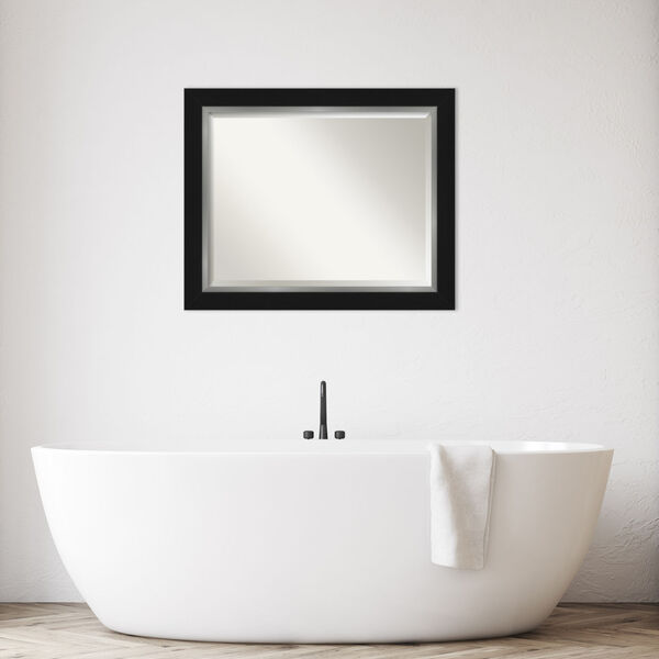 Eva Black and Silver 33W X 27H-Inch Bathroom Vanity Wall Mirror, image 3
