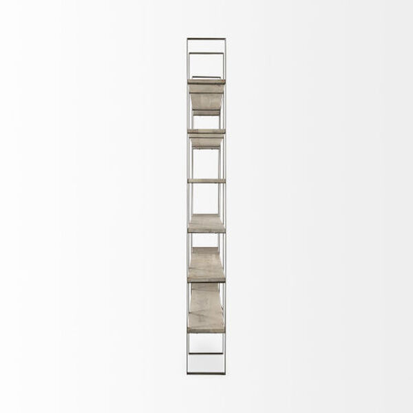 Taunton Light Brown and Gold Six-Tier Shelving Unit, image 3