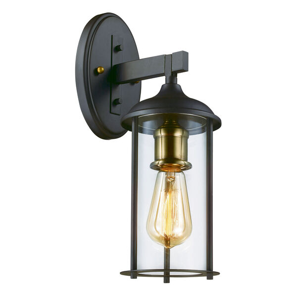 Blues Oil Rubbed Bronze and Antique Brass 16-Inch One-Light Outdoor Wall Mount, image 1