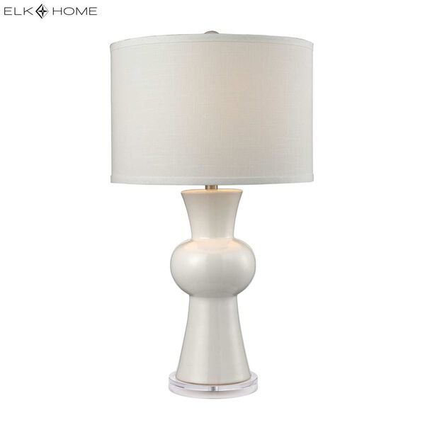 White Ceramic Gloss White One-Light Table Lamp, image 2