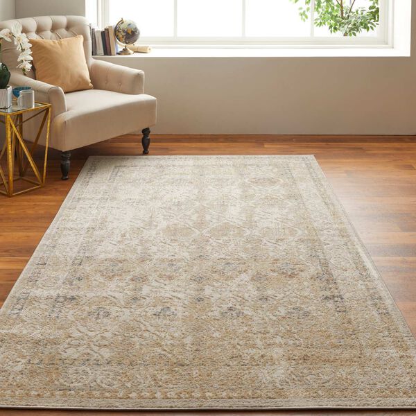 Camellia Bohemian Eclectic Diamond Gray Ivory Rectangular 4 Ft. 3 In. x 6 Ft. 3 In. Area Rug, image 3