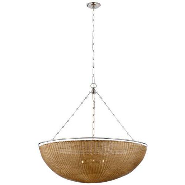 Clovis Polished Nickel and Natural Six-Light Grande Chandelier by Chapman and Myers, image 1