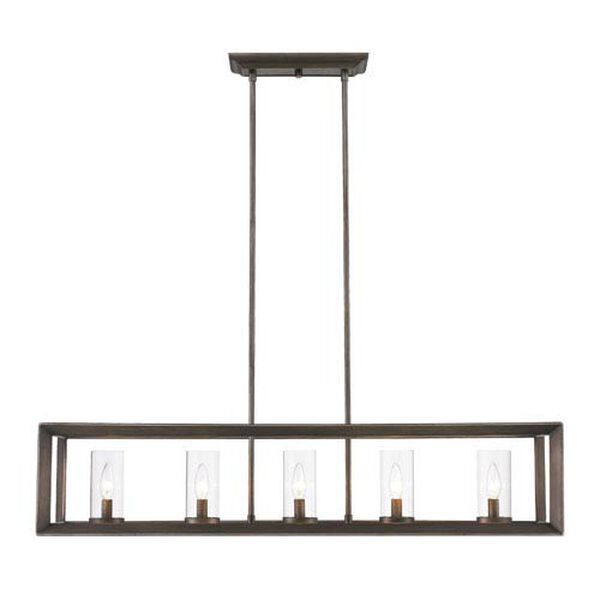 Smyth Gunmetal Bronze Linear Pendant with Clear Glass, image 2