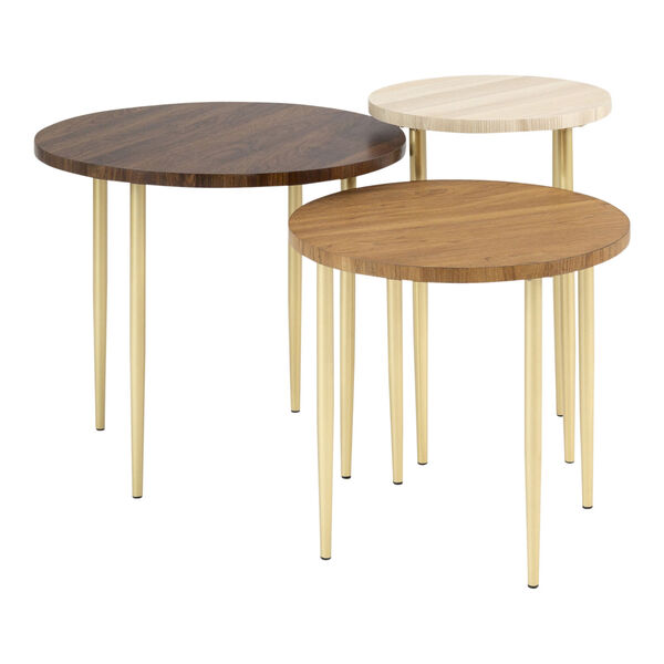 Darcy Dark Walnut, Beige and Gold Nesting Table, Set of 3, image 1