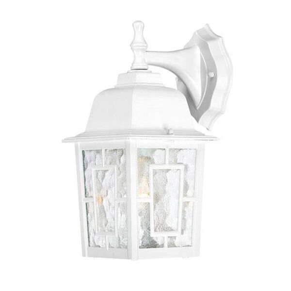 Banyon White Finish One Light Outdoor Wall Sconce with Clear Water Glass, image 1