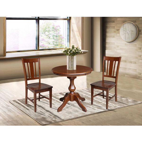 Espresso 30-Inch Round Pedestal Table with Chairs, 3-Piece, image 2