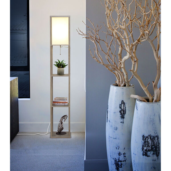 Maxwell Rustic Wood LED Floor Lamp with Shelf, image 5