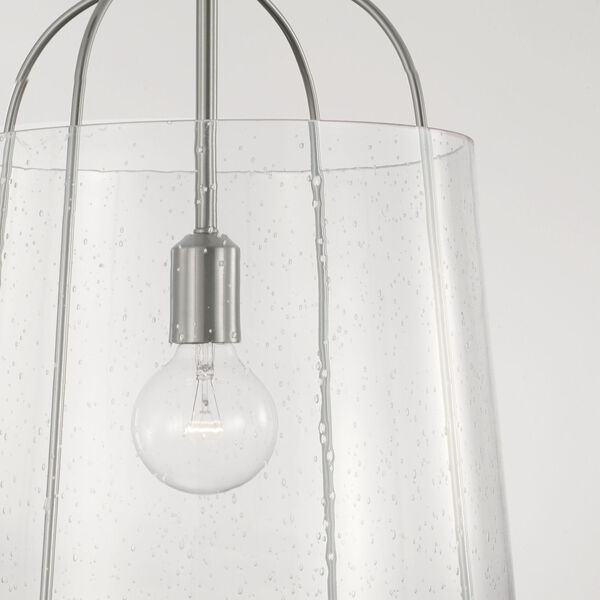 HomePlace Madison Brushed Nickel One-Light Pendant with Clear Seeded Glass - (Open Box), image 3