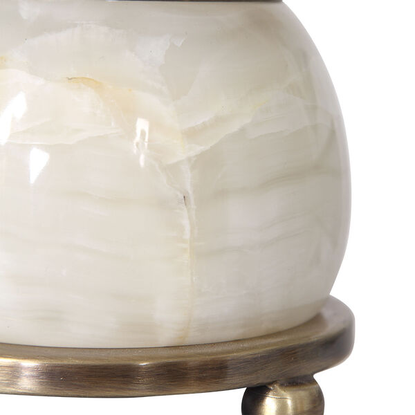 Natania Antique Brass Table Lamp with Polished White Marble, image 3