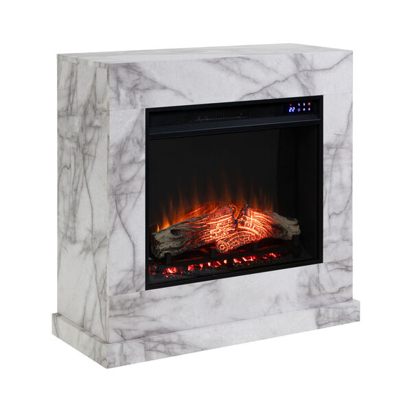 Dendale White Faux Marble Faux Marble Electric Fireplace, image 5