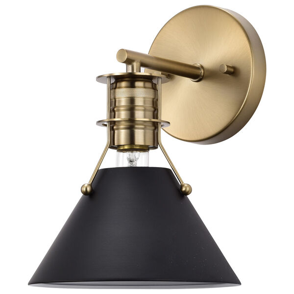 Outpost Matte Black and Burnished Brass One-Light Wall Sconce, image 1