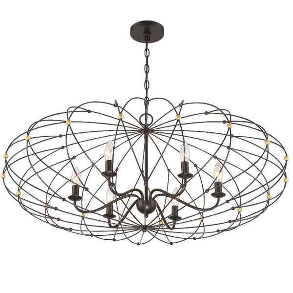 Zucca English Bronze and Antique Gold 38-Inch Six-Light Chandelier, image 5