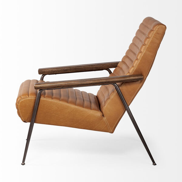Grosjean Brown Leather Wrapped Arm Chair, image 4