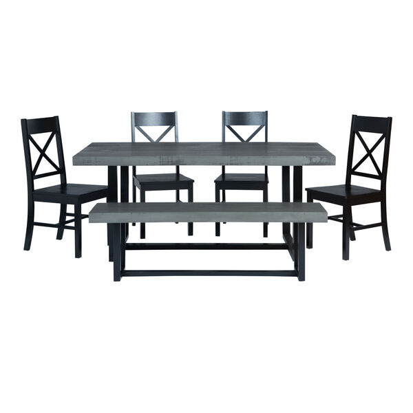 Grey and Black Dining Set, 6 Piece, image 2