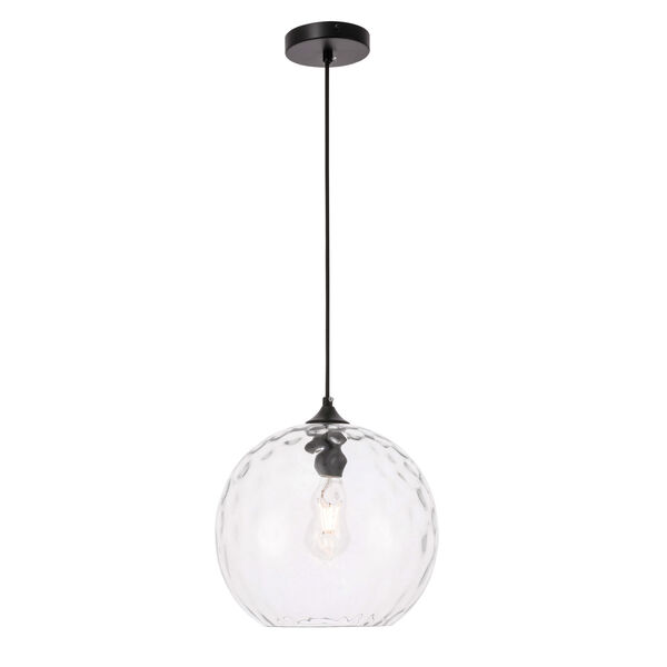 Gibson Black 12-Inch One-Light Pendant with Clear Glass, image 1