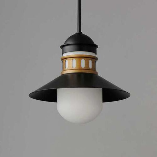 Admiralty Black Antique Brass One-Light Outdoor Pendant, image 3