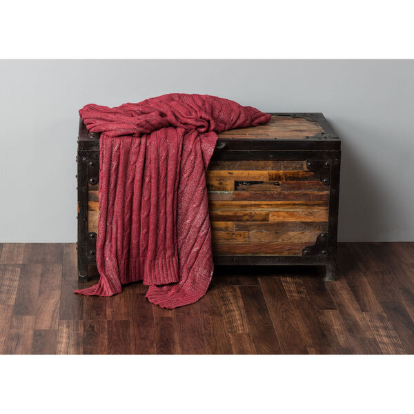 Red Classic Cable Knit Throw with Foil Print - (Open Box), image 1