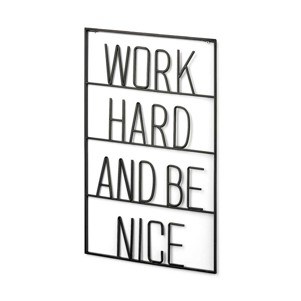 Black Work Hard and Be Nice Sign Wall Hanging, image 1