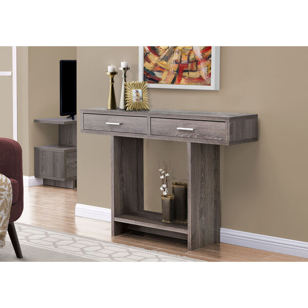 Dark Taupe Rectangular Accent Table with Drawer, image 2