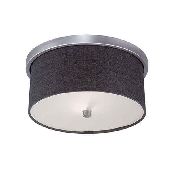Jackson Brushed Pewter 13-Inch Two-Light Flush Mount with Charcoal Shade, image 1