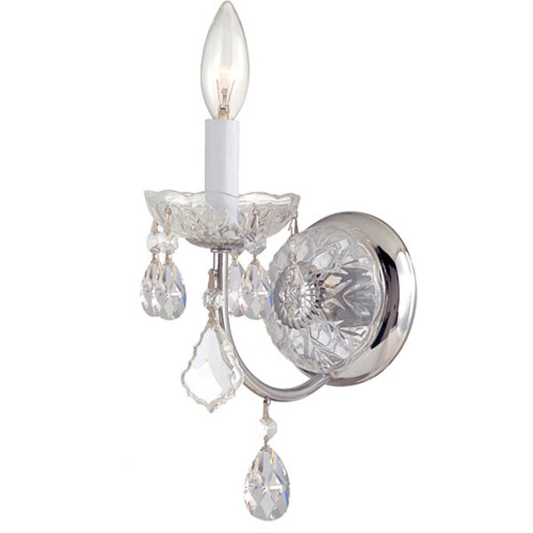 Imperial Polished Chrome One-Light Italian Crystal Wall Sconce, image 1